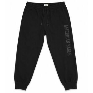 American Eagle Mens Super Soft Jogger Sweatpants Black Graphic Logo XL